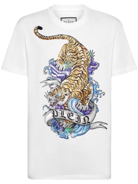 Tattoo-print cotton T-shirt