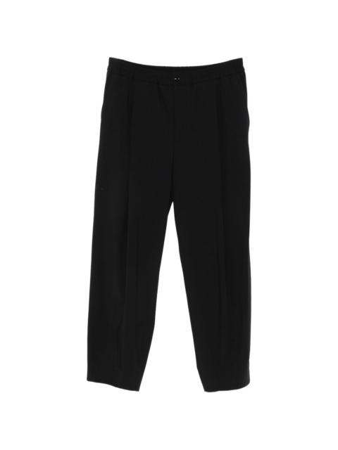 pleated-front elasticated-waistband trousers