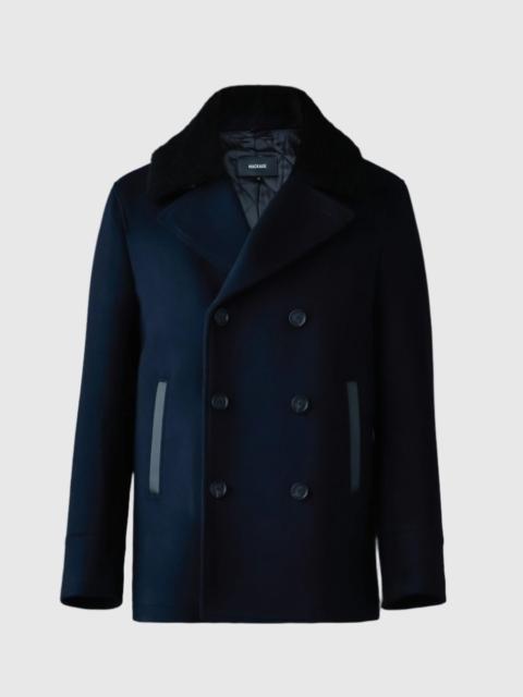 COLE wool double-breasted jacket with shearling collar