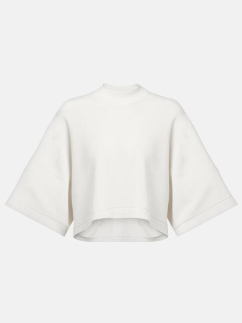 Cropped cotton and wool-blend T-shirt