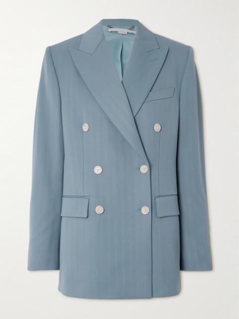Double-breasted Striped Wool-blend Blazer
