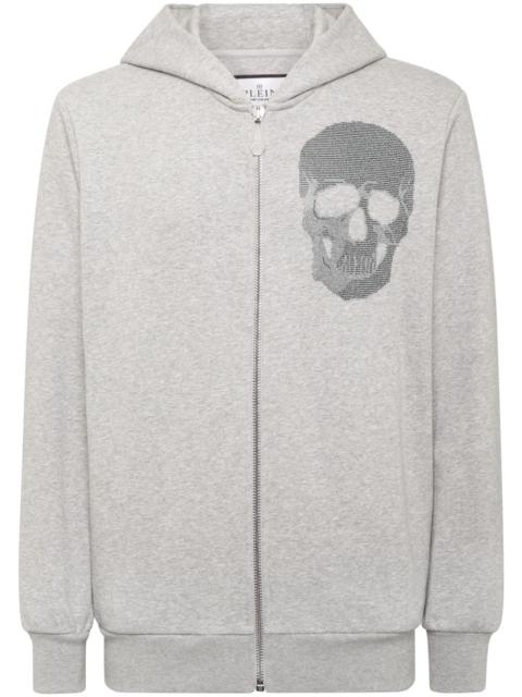 zip-up skull-embellished hoodie