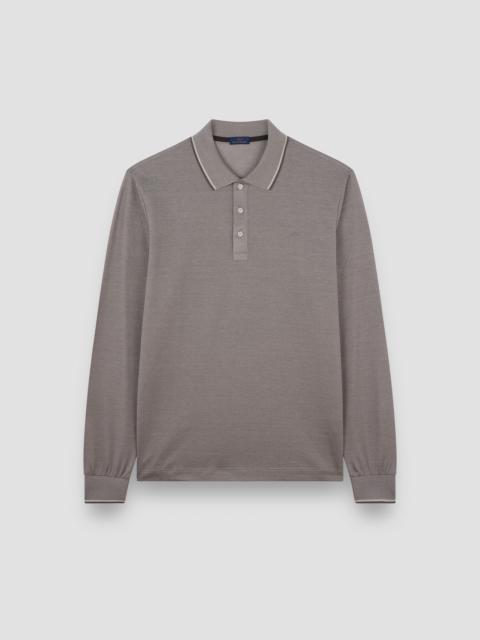 TWO-TONE PIQUÉ COTTON POLO SHIRT WITH SHARK FIN EMBROIDERY