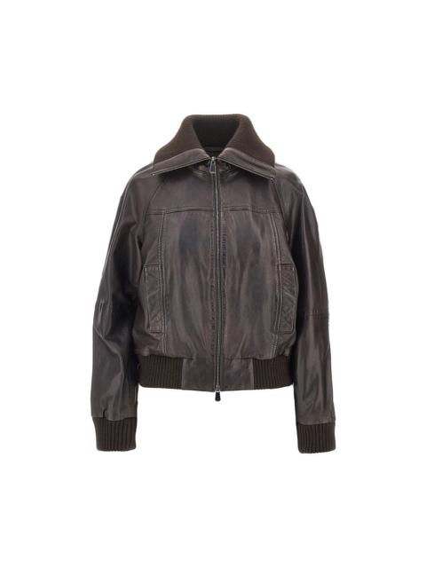 WASHED LEATHER BOMBER JACKET