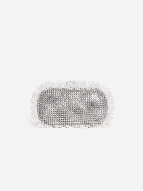Silver Crystal Lace Detail Clutch