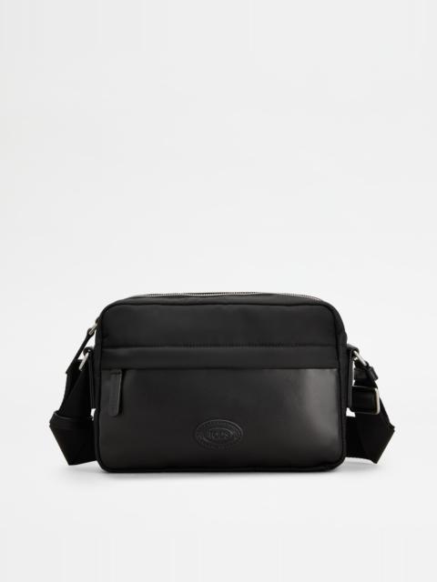 CAMERA BAG IN FABRIC AND LEATHER MINI - BLACK