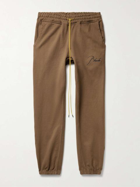 Tapered Logo-Embroidered Cotton-Jersey Sweatpants