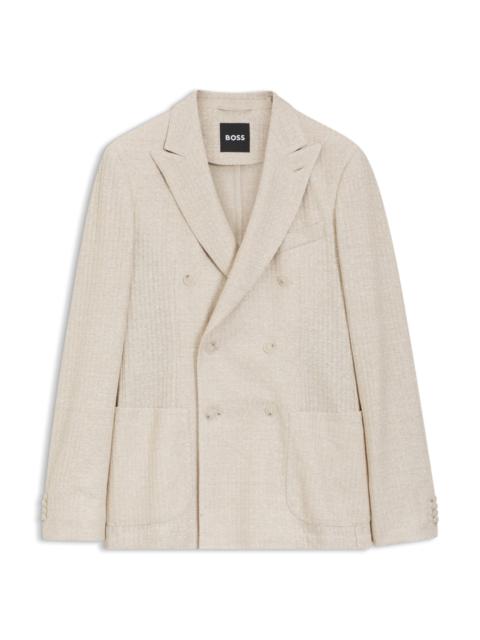 SLIM-FIT BLAZER IN STRIPED LINEN AND COTTON