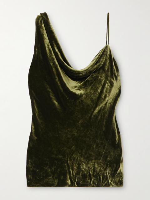 Asymmetric Draped Velvet Top