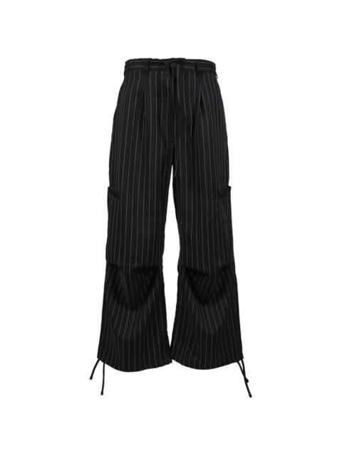 pinstripe-pattern drawstring trousers