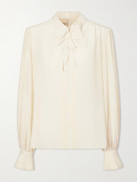 Bow-embellished Silk-crepe De Chine Blouse