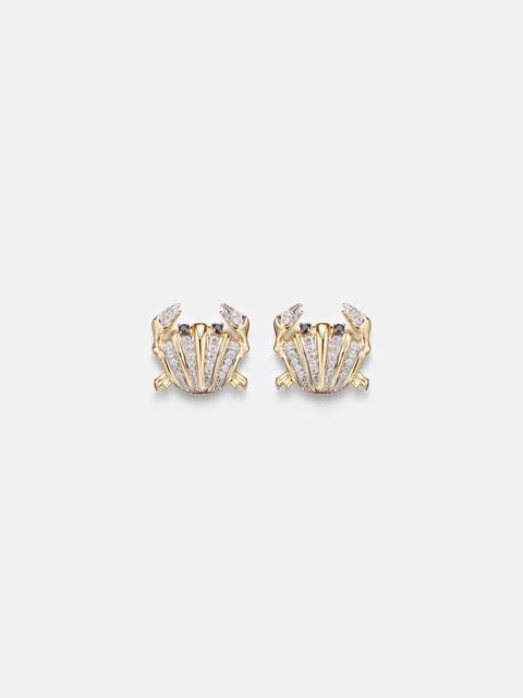 Crabe Coquillage 9kt gold earrings with diamonds