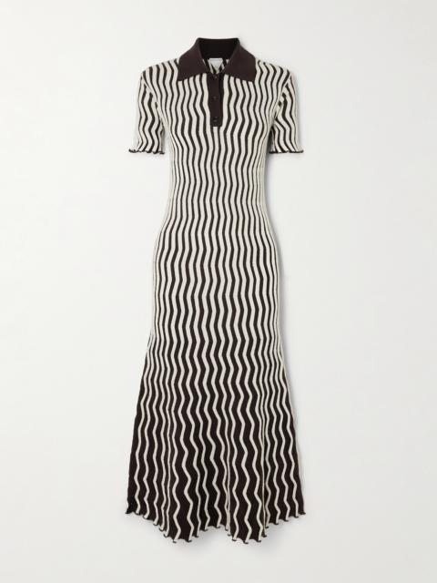Striped Ribbed Wool Midi Dress