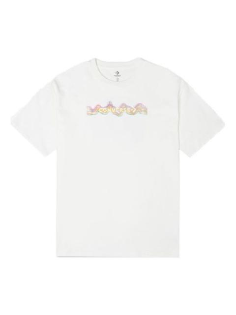 Men's Converse Printing Sports Knit Loose Short Sleeve White 10022775-A01