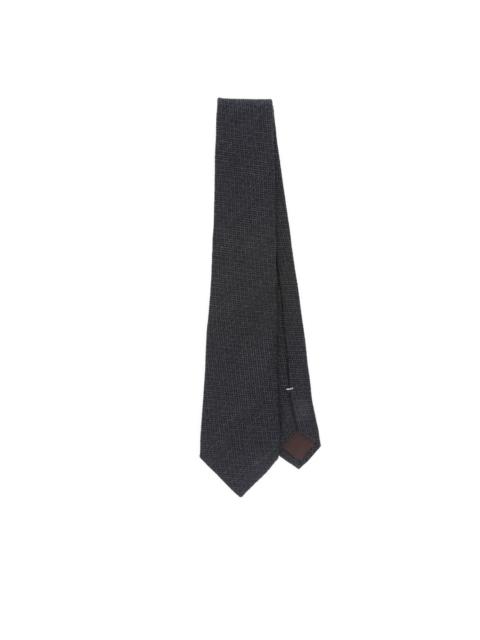 geometric-pattern silk-cashmere tie