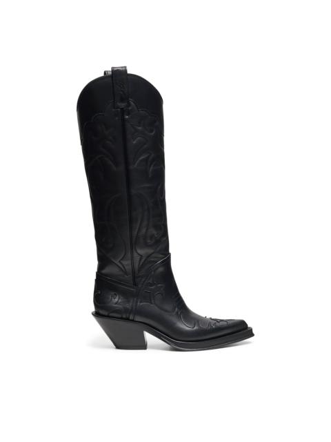 Capitana Cowboy Boot in Black Leather