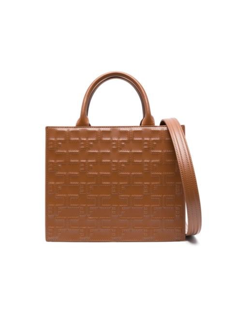 logo-embossed quilted tote bag