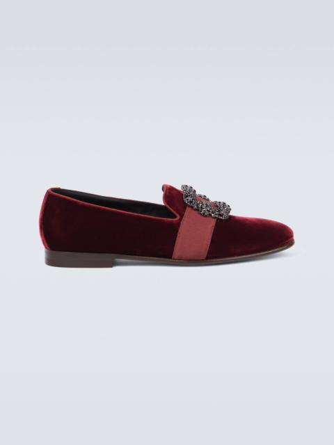 Carlton embellished velvet loafers