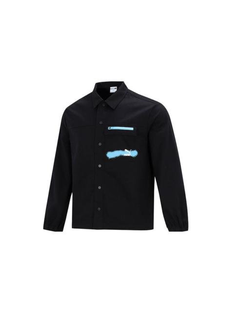 PUMA Logo Printing Loose Woven lapel Jacket Black 536089-01