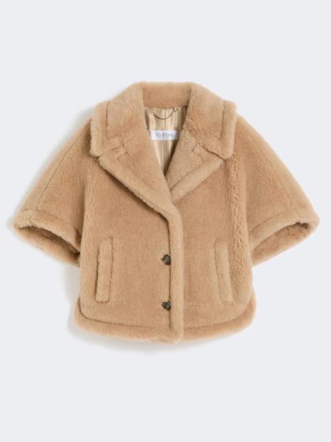 Boxy-fit alpaca and cashmere Teddy fabric cape - BEIGE
