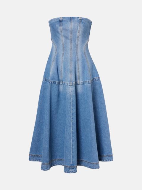 Flared denim midi dress