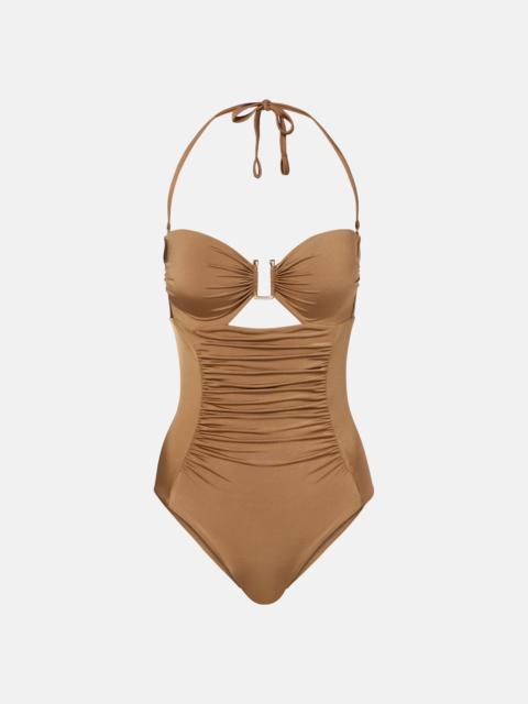 Curva ruched halterneck swimsuit