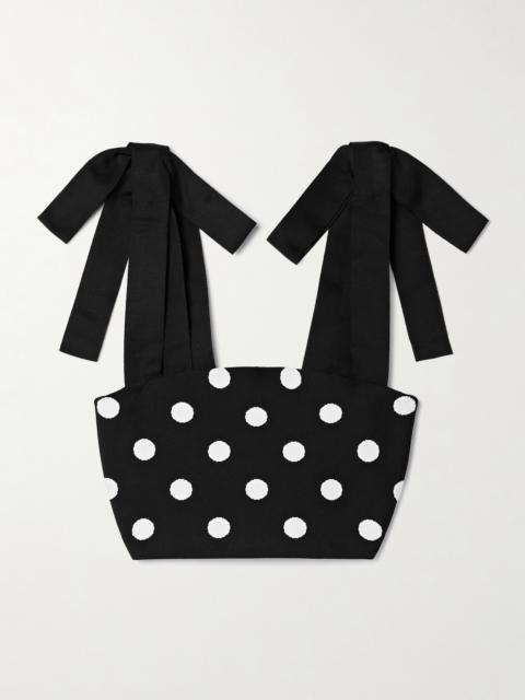 Cropped Polka-dot Jacquard-knit Tank