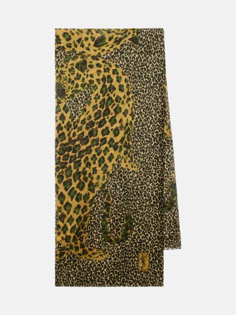 Leopard-print silk scarf