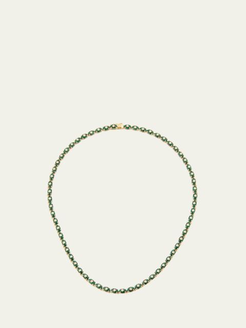 Tiny Carved Malachite Evil Eye Necklace with Diamonds