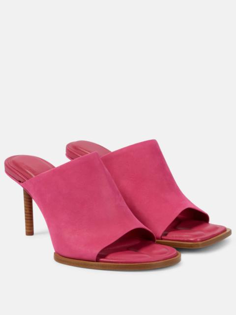 Les Mules Rond Carré asymmetrical suede mules