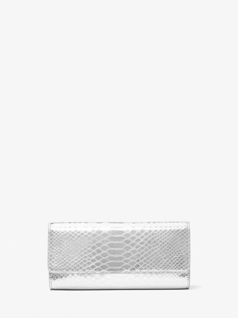 Cate Metallic Snake Embossed Leather Clutch