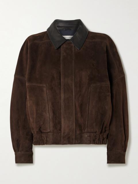 Dalma Leather-trimmed Suede Bomber Jacket