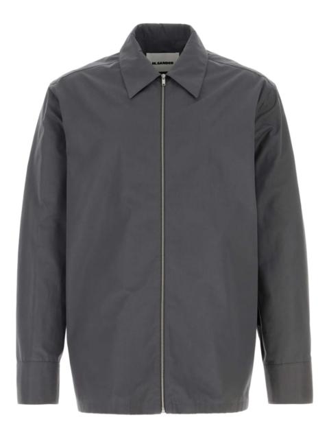 zip-fastening poplin overshirt