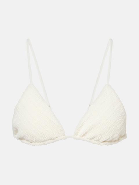 Gianni cotton-blend crochet bikini top