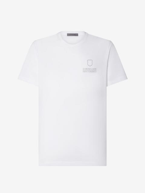 White crew neck stretch jersey t-shirt