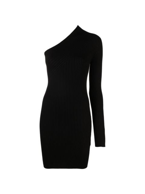 one-shoulder knitted minidress