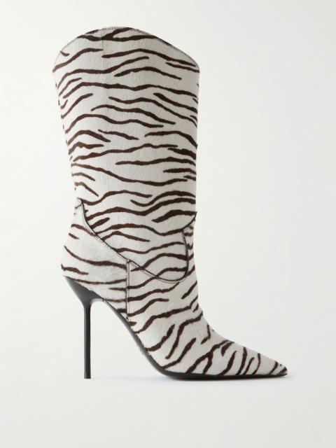 Lidia Zebra-print Calf Hair Ankle Boots