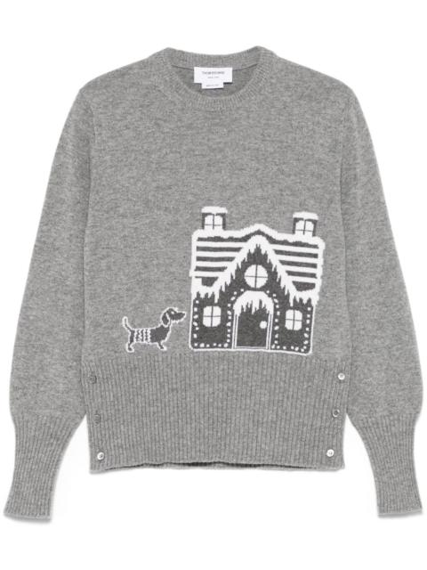 holiday scenery merino wool sweater