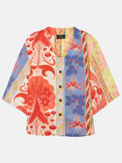 Printed oversized cotton-blend shirt