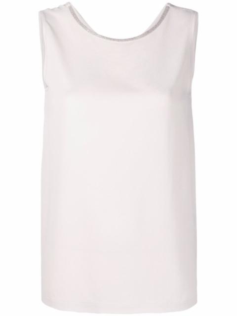 metallic-trim knitted top