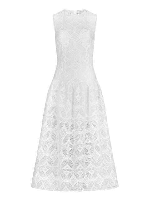 Paola Lace Cotton-Blend Midi Dress white