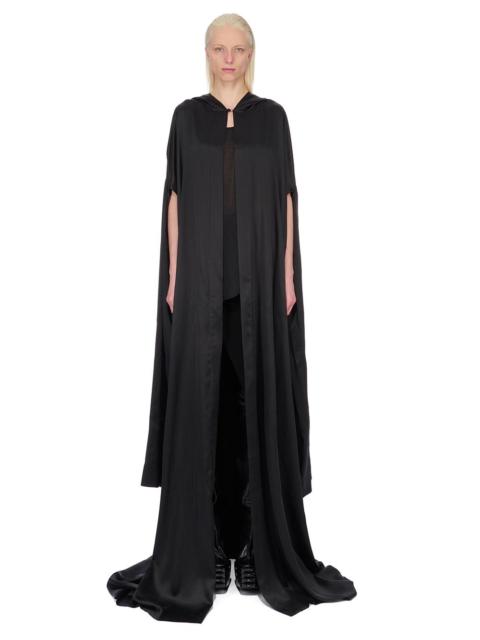hooded silk-satin gown