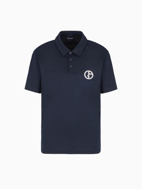 Short-sleeved polo shirt in cotton interlock