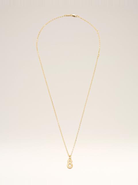 GOLD BRASS HAMMERED "8" PENDANT NECKLACE