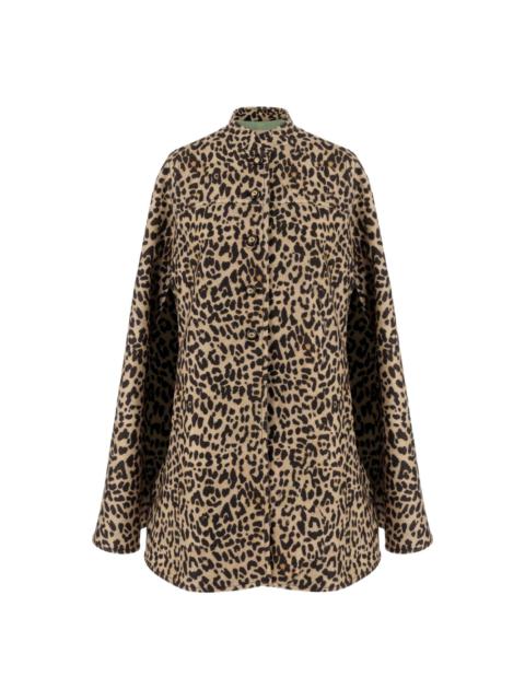 animal-print high-neck cape