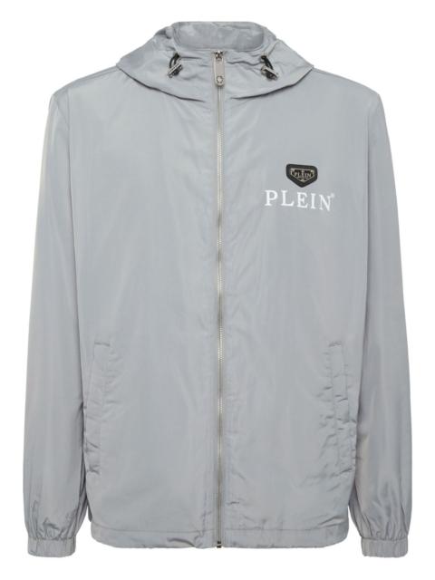 logo-plaque hooded jacket