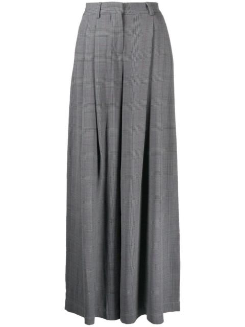 checked wide-leg trousers