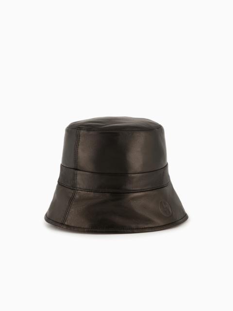 Reversible nappa-leather cloche hat