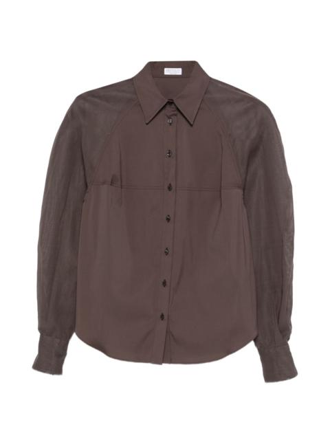 sheer-panel long-sleeve shirt