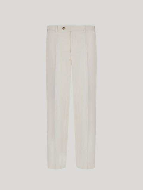 WHITE LINEN AND SILK REGULAR-FIT PANTS